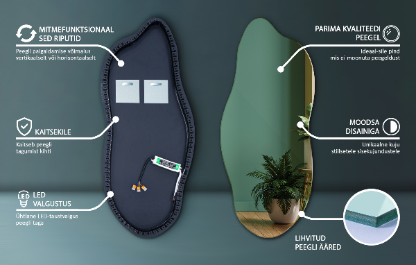 Ledes szimmetria nélküli tükör 35x80 cm