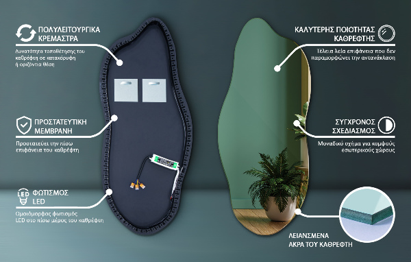 Ledes szimmetria nélküli tükör 35x80 cm