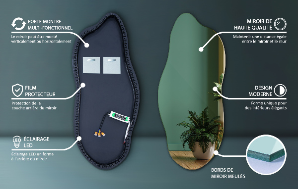 Ledes szimmetria nélküli tükör 45x100 cm