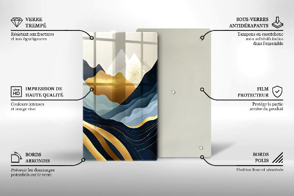 Üveg vágódeszka Absztrakt hegyek