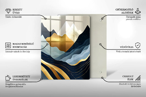 Üveg vágódeszka Absztrakt hegyek