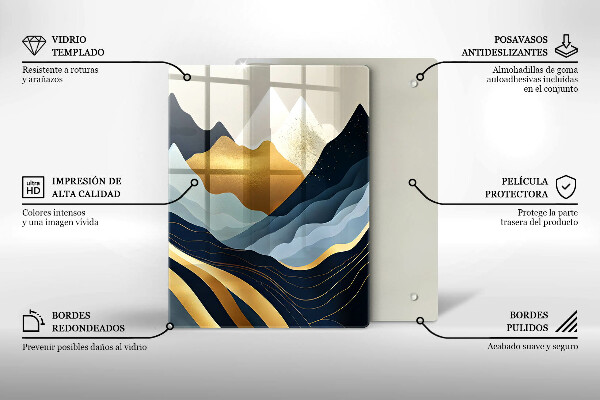 Üveg vágódeszka Absztrakt hegyek