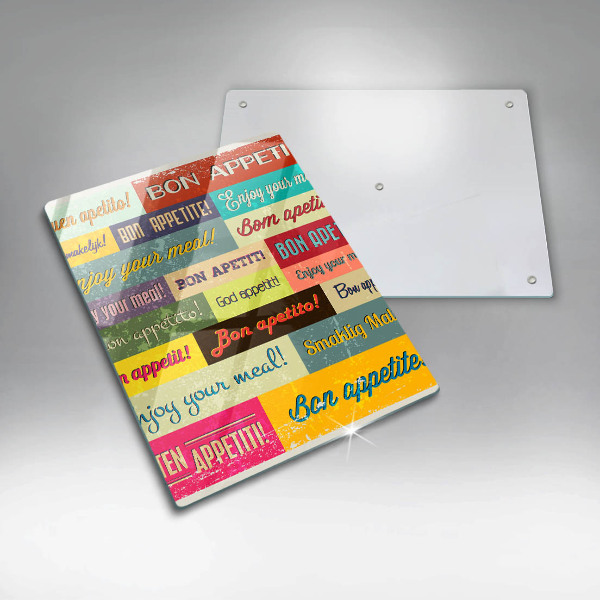 Üveg vágódeszka Feliratok Jó étvágyat nyelvek