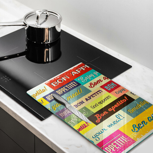 Üveg vágódeszka Feliratok Jó étvágyat nyelvek