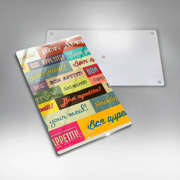 Üveg vágódeszka Feliratok Jó étvágyat nyelvek