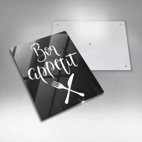 Üveg vágódeszka Bon appetit felirattal
