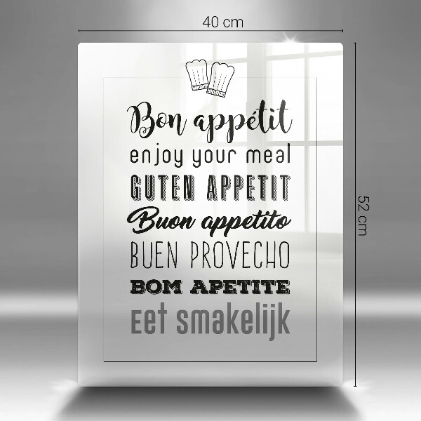 Üveg vágódeszka Konyhai felirat mondván