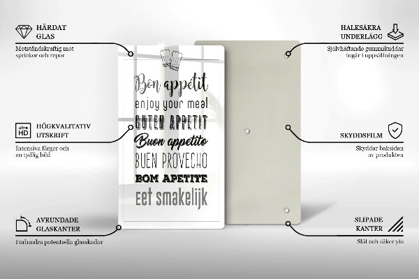 Üveg vágódeszka Konyhai felirat mondván