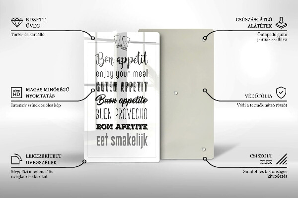 Üveg vágódeszka Konyhai felirat mondván