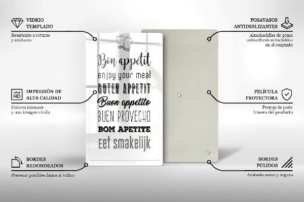 Üveg vágódeszka Konyhai felirat mondván