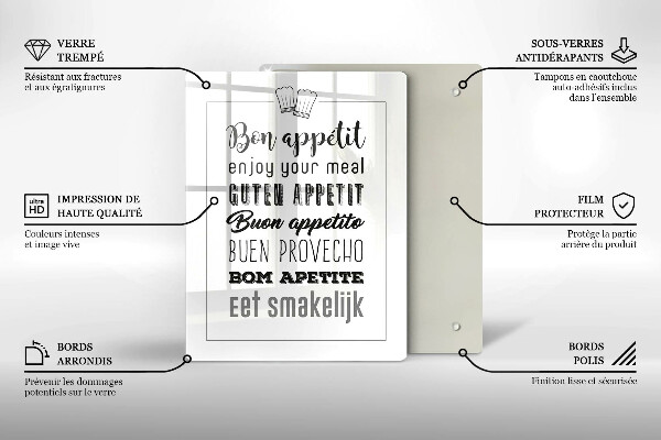 Üveg vágódeszka Konyhai felirat mondván