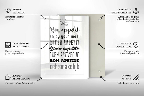 Üveg vágódeszka Konyhai felirat mondván