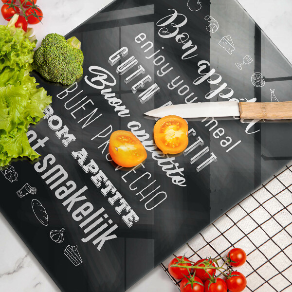 Üveg vágódeszka Konyhai felirat mondván