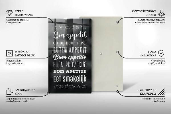 Üveg vágódeszka Konyhai felirat mondván