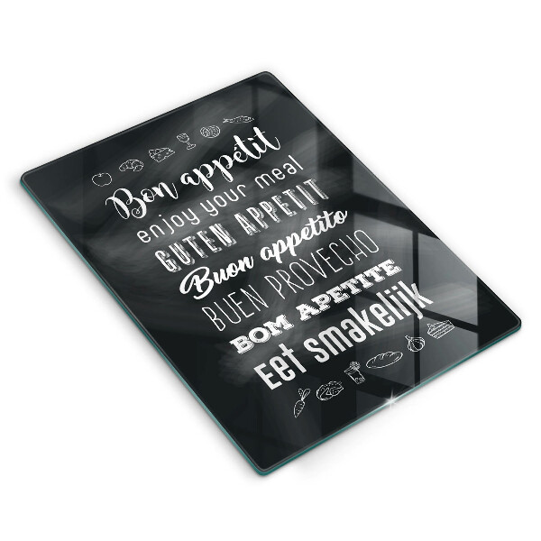 Üveg vágódeszka Konyhai felirat mondván