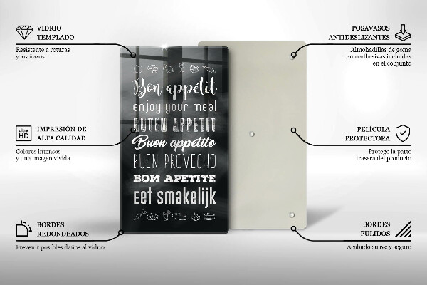 Üveg vágódeszka Konyhai felirat mondván