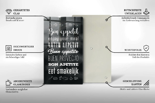 Üveg vágódeszka Konyhai felirat mondván