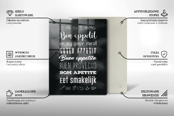 Üveg vágódeszka Konyhai felirat mondván