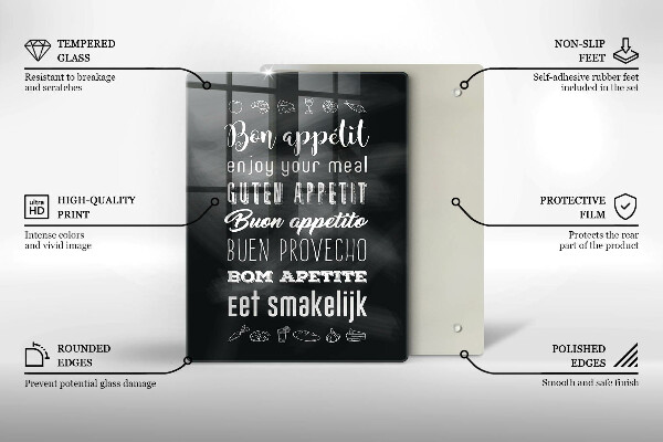 Üveg vágódeszka Konyhai felirat mondván