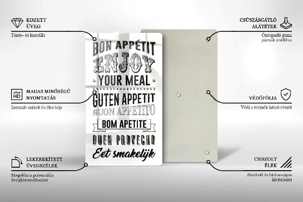 Üveg vágódeszka Felirat a konyhához mondat