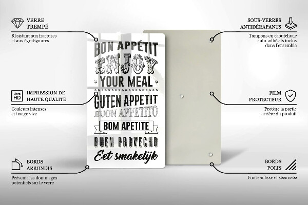 Üveg vágódeszka Felirat a konyhához mondat