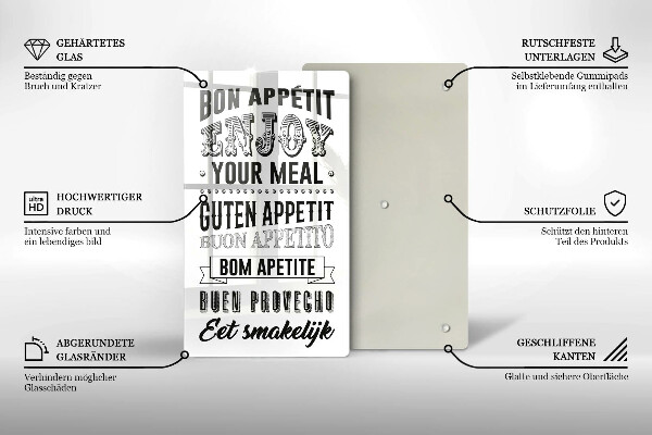 Üveg vágódeszka Felirat a konyhához mondat