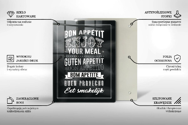 Üveg vágódeszka Felirat a konyhához mondat