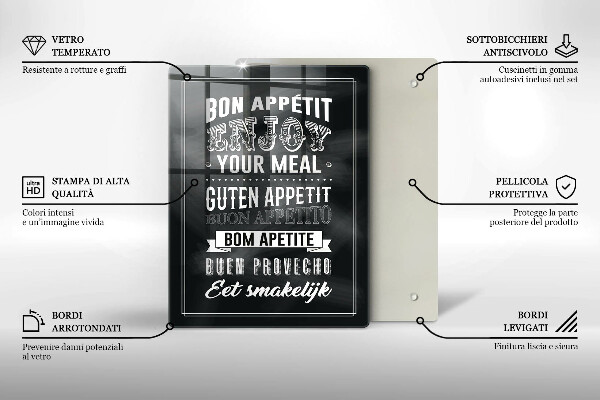 Üveg vágódeszka Felirat a konyhához mondat