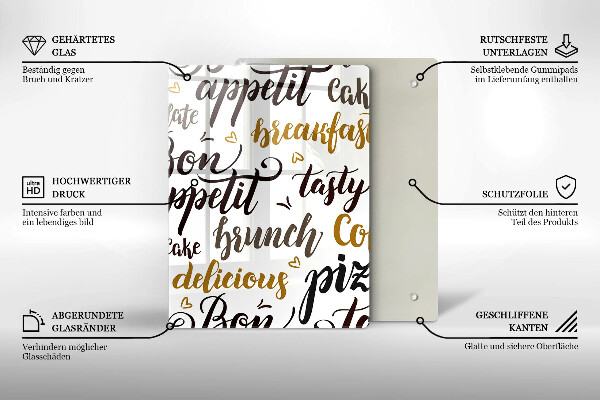 Üveg vágódeszka Bon appetit