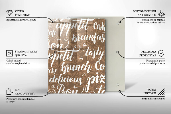 Üveg vágódeszka Bon appetit