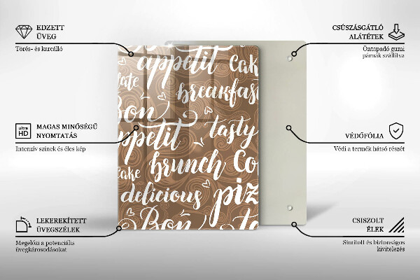 Üveg vágódeszka Bon appetit