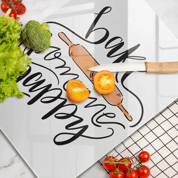 Üveg vágódeszka Bake someone happy