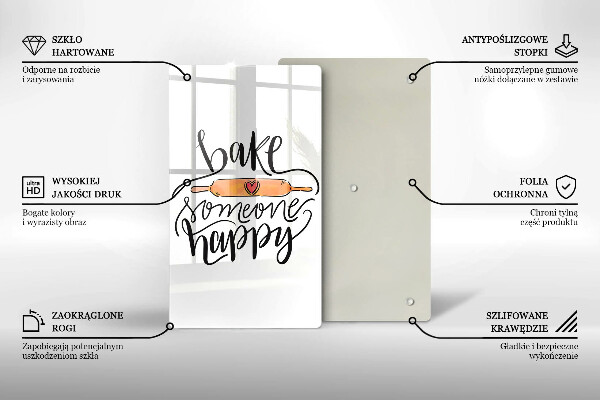 Üveg vágódeszka Bake someone happy