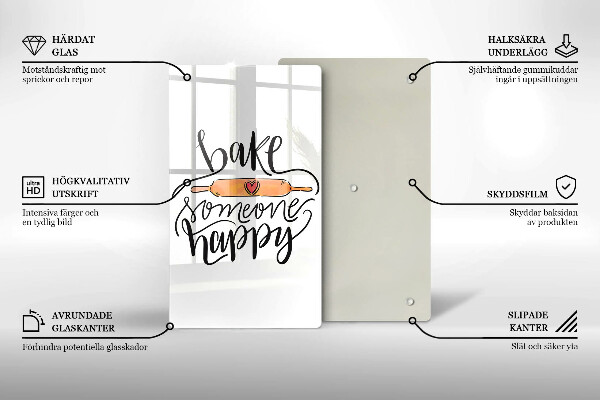 Üveg vágódeszka Bake someone happy