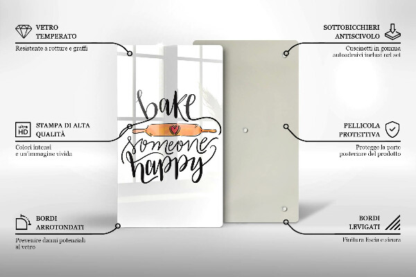 Üveg vágódeszka Bake someone happy