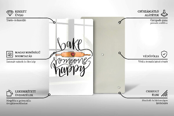 Üveg vágódeszka Bake someone happy