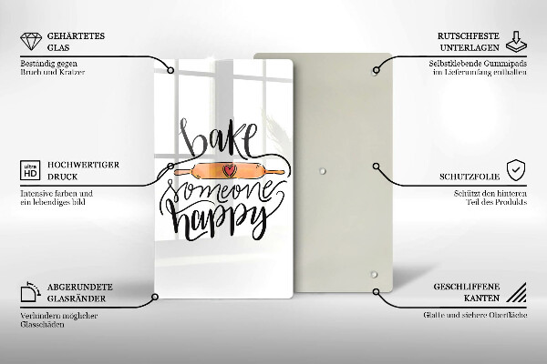 Üveg vágódeszka Bake someone happy