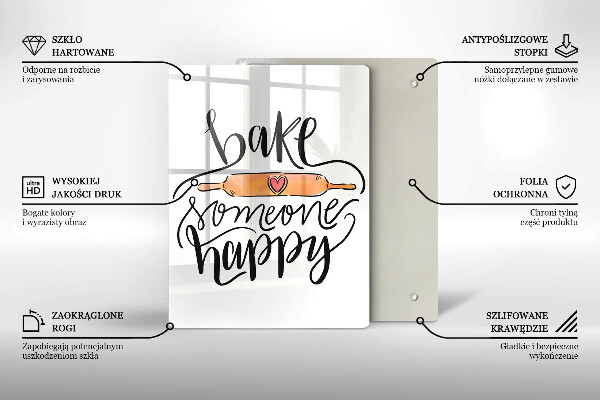 Üveg vágódeszka Bake someone happy