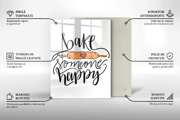 Üveg vágódeszka Bake someone happy