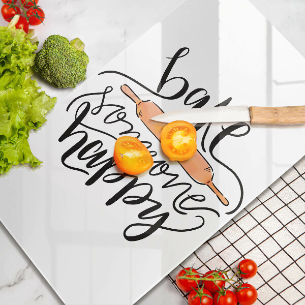 Üveg vágódeszka Bake someone happy
