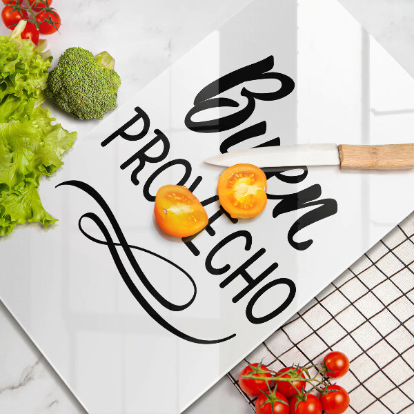 Üveg vágódeszka Buen provecho