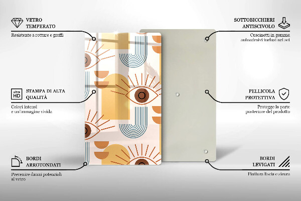 Üveg vágódeszka Boho szem minta