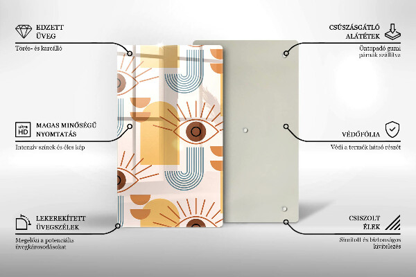 Üveg vágódeszka Boho szem minta