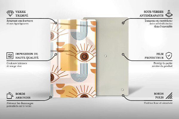 Üveg vágódeszka Boho szem minta