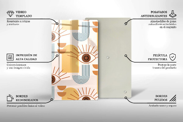 Üveg vágódeszka Boho szem minta