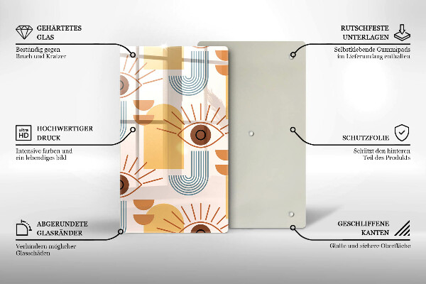 Üveg vágódeszka Boho szem minta