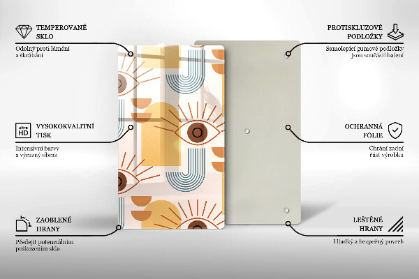 Üveg vágódeszka Boho szem minta