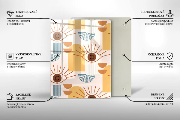 Üveg vágódeszka Boho szem minta