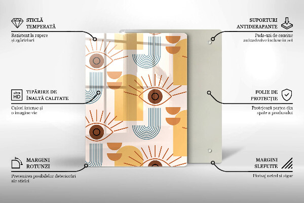 Üveg vágódeszka Boho szem minta