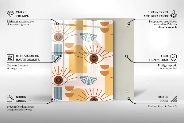 Üveg vágódeszka Boho szem minta